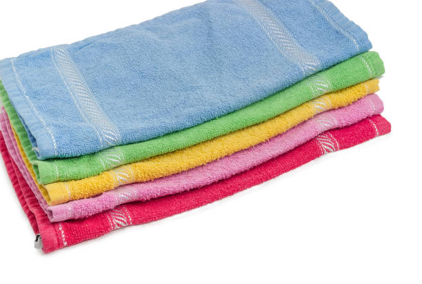 istock Set of the folded multicolored terry napkins closeup 931125886