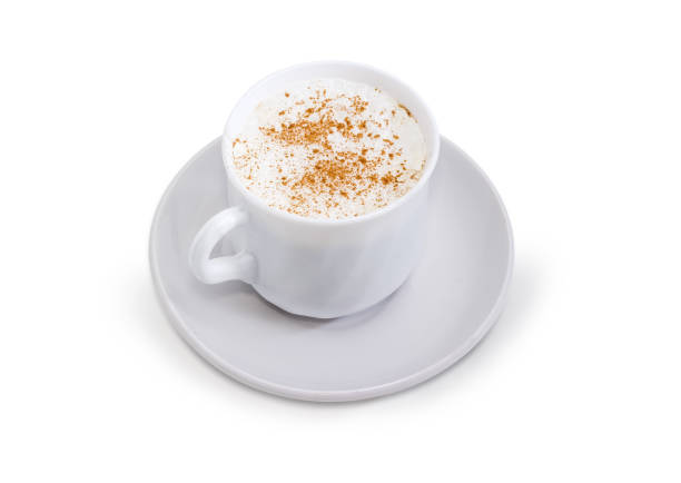 istock Coffee with foamed cream and cinnamon powder in white cup 931130284