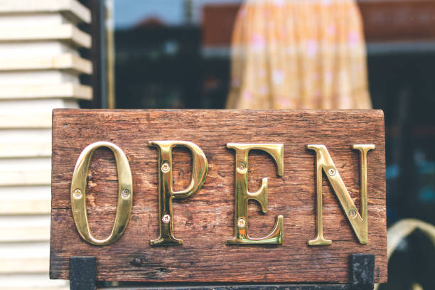 istock Open sign in the retail store. Bali island 931131434