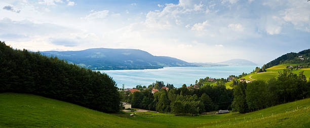 istock Alpine lake and village 93113189