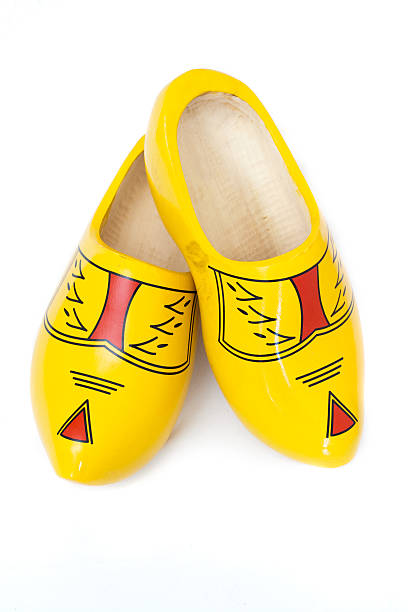Pair of wooden shoes - klompen stock photo