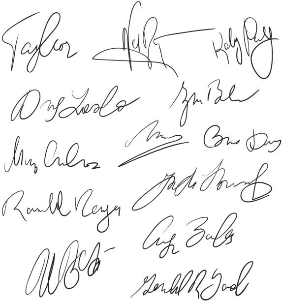 Autographs handwritten pen signatures for delivery and business documents vector stock Autographs handwritten pen signatures for delivery and business documents vector stock. Autograph handwritten sketch for business signature collection stock illustrations