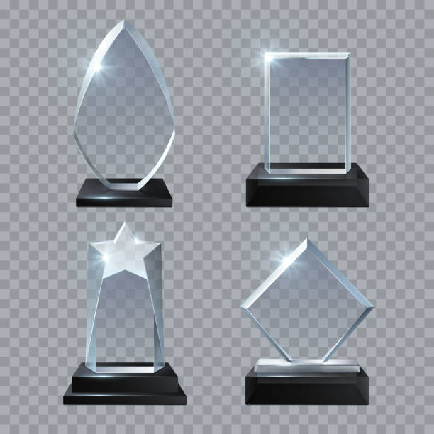 кристалл стекла пустой трофей награды изолированных вектор шаблонов коллекции - award trophy glass crystal stock illustrations