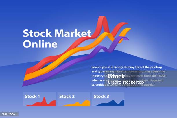 Stock Market Online Visualization Flat 3d Web Infographic Concept Graph Of Cryptocurrency Or Or Foreign Exchange Stock Illustration - Download Image Now