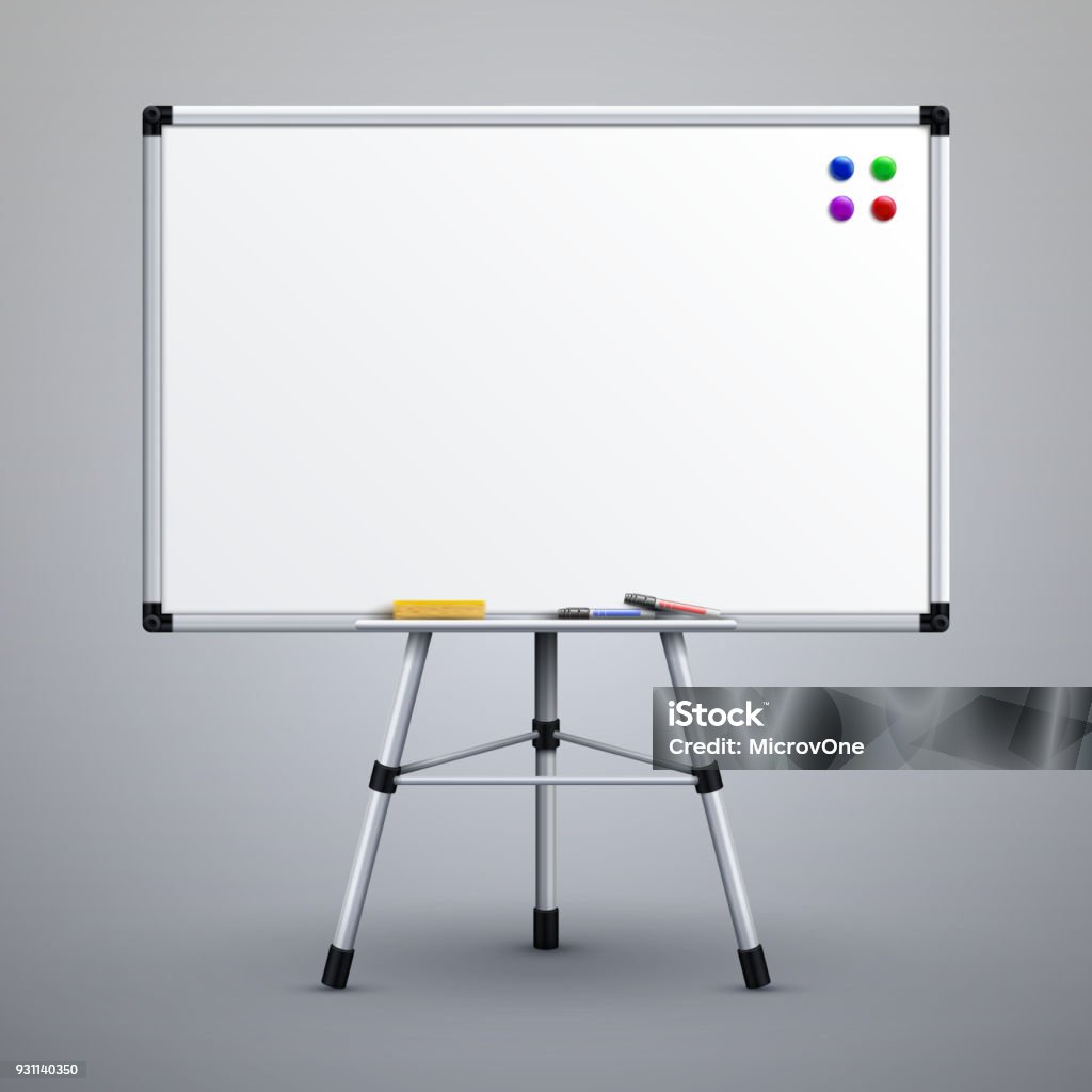 A Blank White Board On A Stand Stock Illustration - Download Image Now -  Advice, Blank, Chalkboard - Visual Aid - iStock