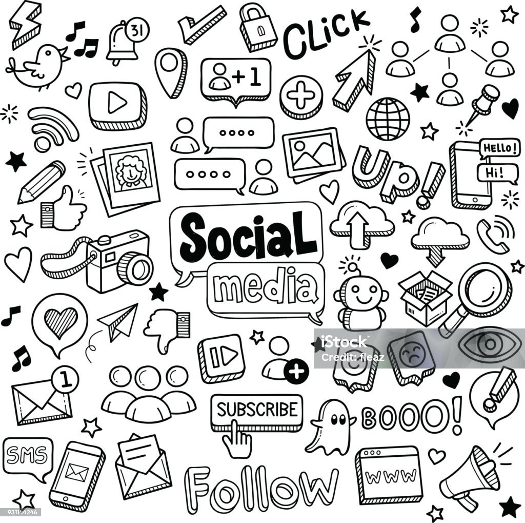 Social Media Doodles Social media vector doodles. Doodle stock vector