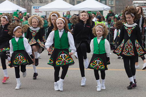 Chicago, Illinois, USA - March 12, 2016, The St. Patrick's Day Parade is a cultural and religious celebration from Ireland in honor of  Saint Patrick.
