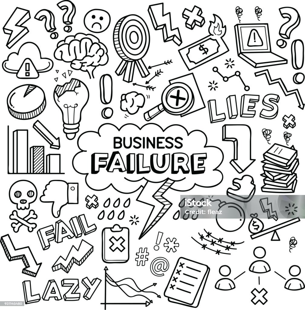 Business Failure Business failure vector doodles Bankruptcy stock vector