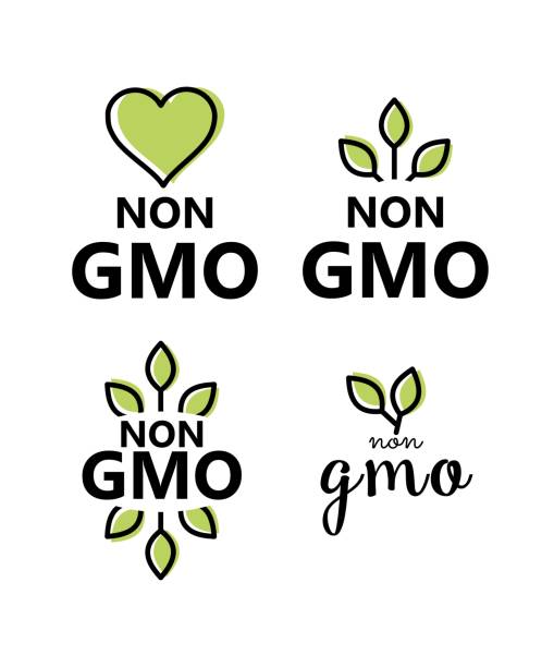 ilustraciones, imágenes clip art, dibujos animados e iconos de stock de no gmo signo vector set - non gmo