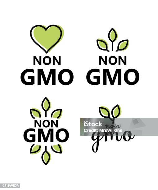 Non Gmo Sign Vector Set Stock Illustration - Download Image Now - Logo, Genetic Modification, Healthy Eating