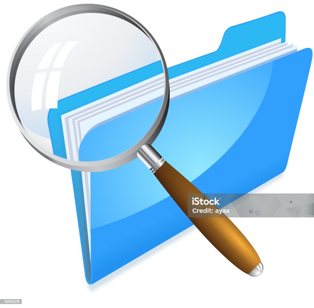 Magnifying File File Increased By Magnifying Glass Stock Illustration - Download Image ...
