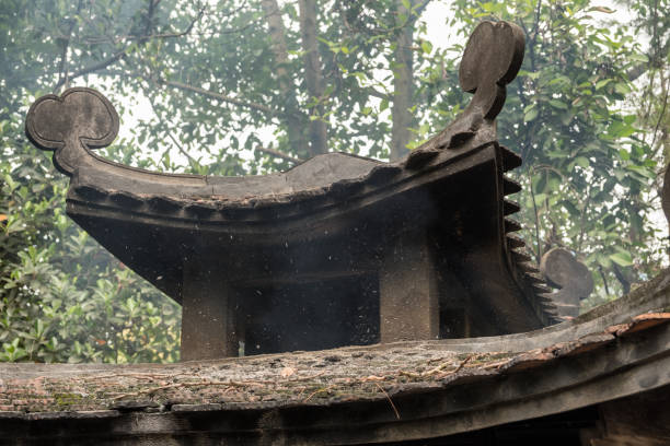 istock Burning paper in stupa stone with dust and smoke 931155720