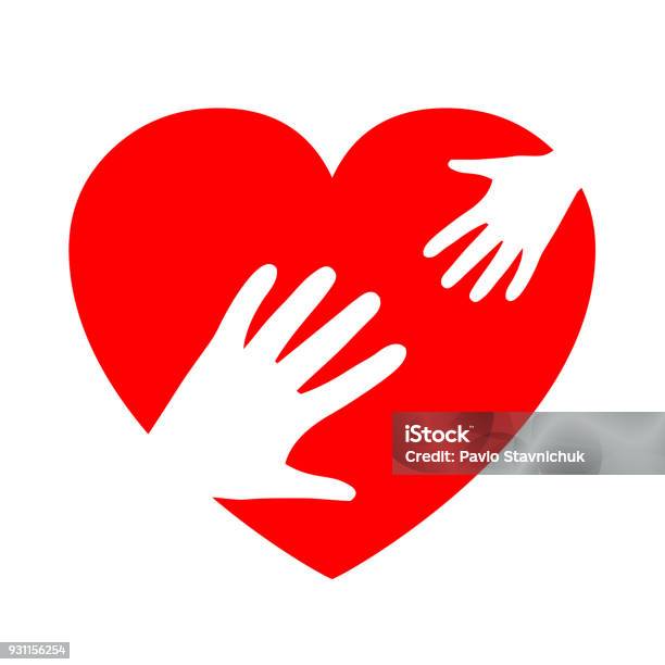 Two Hands On Heart Charity Icon Organization Of Volunteers Family Community Stock Vector Stock Illustration - Download Image Now