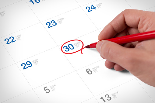 Thirty first number,red day in calendar