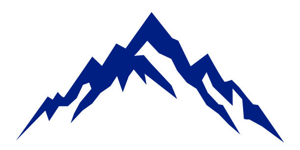 ilustraciones, imágenes clip art, dibujos animados e iconos de stock de montaña de silueta azul sobre fondo blanco – stock - mountain mountain peak mountain climbing switzerland