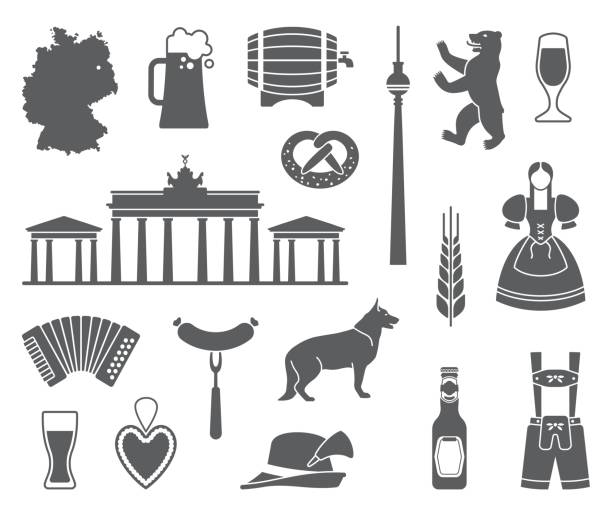 ilustrações de stock, clip art, desenhos animados e ícones de icons of germany. vector illustration - berlin