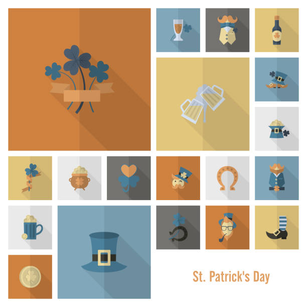 ilustrações de stock, clip art, desenhos animados e ícones de saint patricks day icon set - 12023