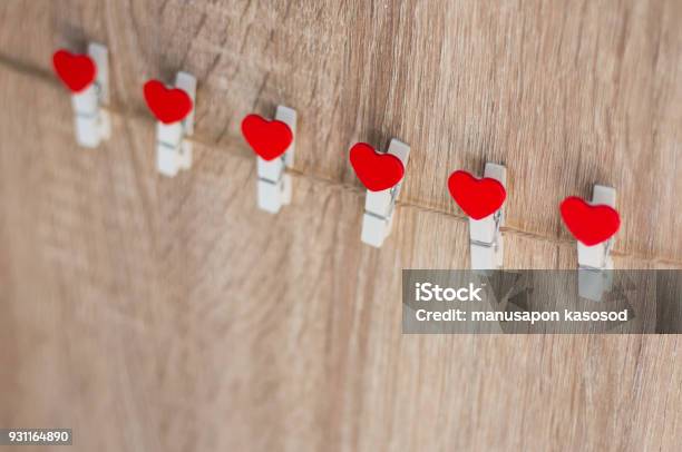 Valentines Day Background Stock Photo - Download Image Now - Heart Shape, In A Row, Wood - Material