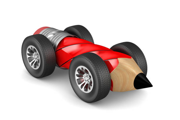 istock pencil with wheels on white background. Isolated 3D illustration 931165274