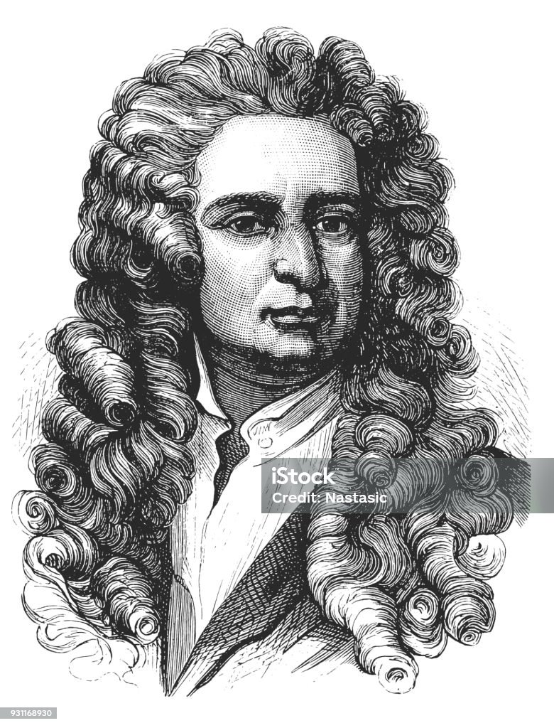 Physicist Isaac Newton illustration of a physicist Isaac Newton Sir Isaac Newton - Physicist stock illustration