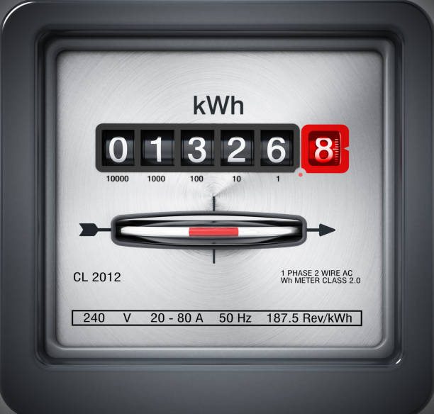 détail de compteur électrique - kilowatt photos et images de collection