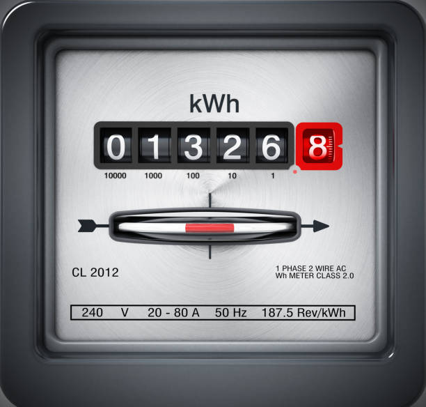 detalhe de medidor elétrico - quilowatt - fotografias e filmes do acervo