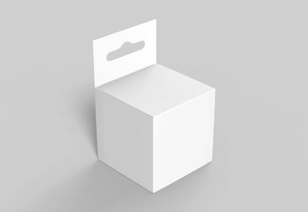 istock Hanging white blank cardboard packaging box with hang tab retail box for mock up design and design presentation. 3d render illustration. 931174012