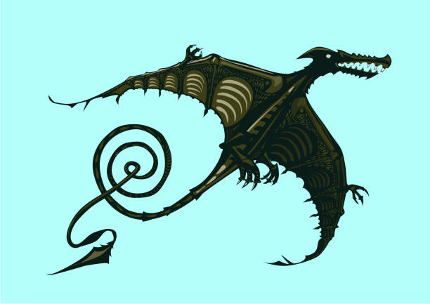 istock Dinosaur silhouette on isolated background. Color pterodactyl. Tattoo style. 931189260