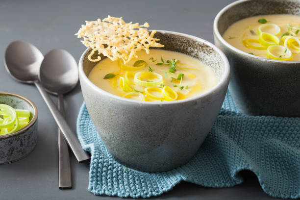 istock creamy potato and leek soup in bowl 931197320
