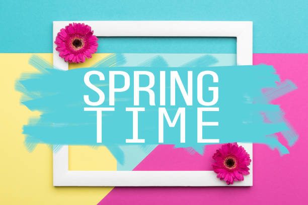 istock Welcome Spring Themed Pastel Coloured Background. Spring time floral flat lay minimalism greeting card. 931203530
