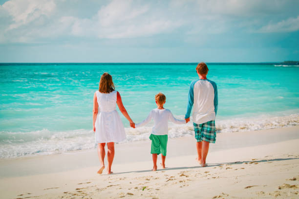 istock family with child walking on tropical beach 931210086