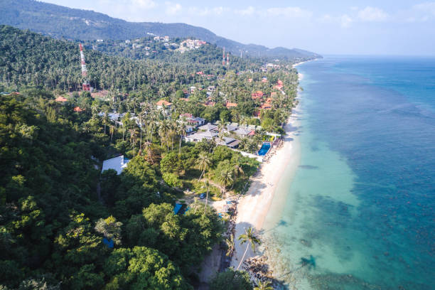 istock aerial drone flight over beautiful beach in thailand, koh samui 931213742