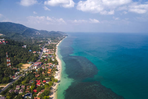 istock aerial drone flight over beautiful beach in thailand, koh samui 931216298