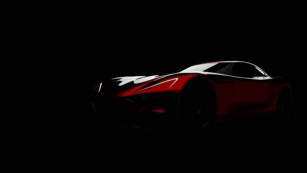 istock red sports car silhouette on black background 931216476