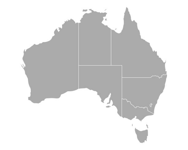 illustrazioni stock, clip art, cartoni animati e icone di tendenza di mappa dell'australia - region