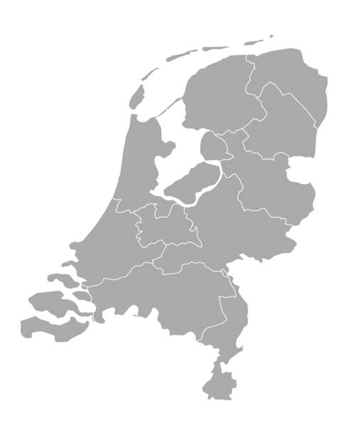 mapa thr holandia - netherlands map cartography silhouette stock illustrations
