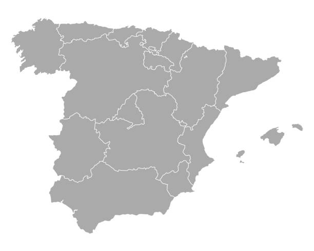карта испании - испания stock illustrations
