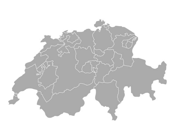 Map of Switzerland Map of Switzerland regions stock illustrations