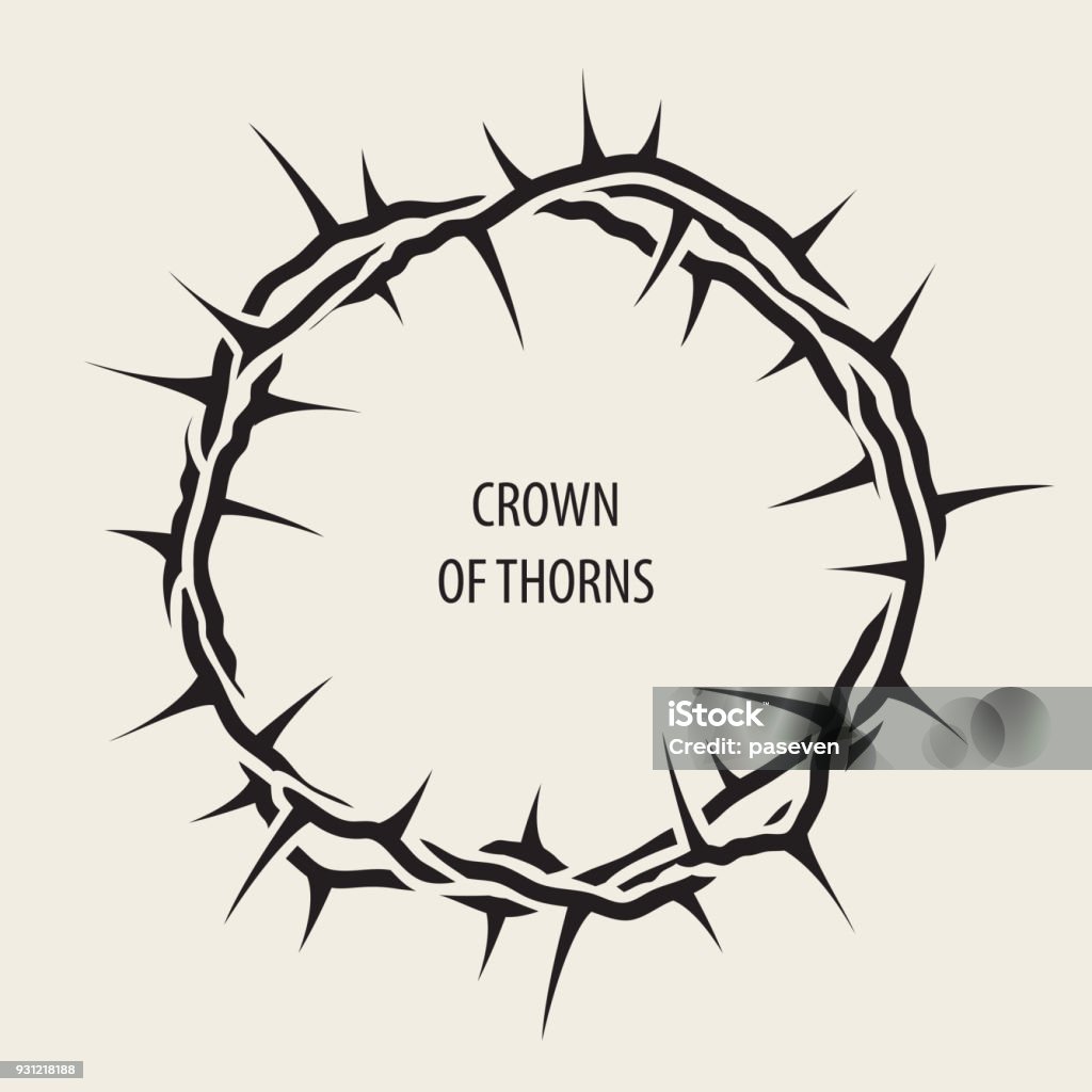 Striscione pasquale con corona nera di spine - arte vettoriale royalty-free di Corona di spine