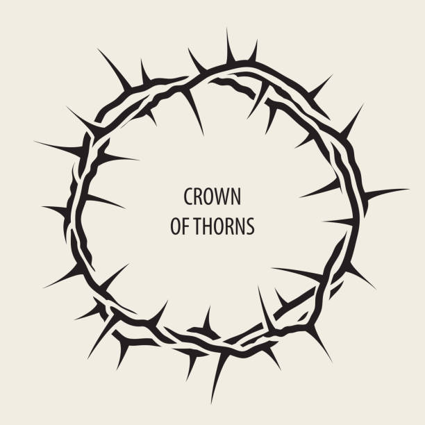 Easter banner with black crown of thorns Vector Easter banner with black crown of thorns and words thorn stock illustrations