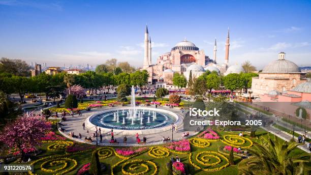 Aerial View Of Hagia Sophia In Istanbul Turkey Stock Photo - Download Image Now - Istanbul, Hagia Sophia - Istanbul, Blue Mosque