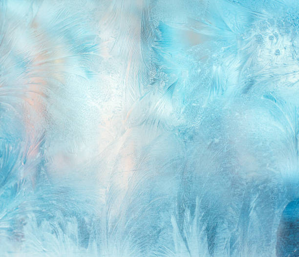 Colorful frosty pattern on the window