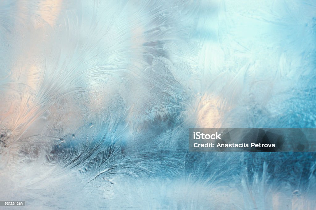 Bunte frostigen Muster auf das Fenster - Lizenzfrei Eis Stock-Foto