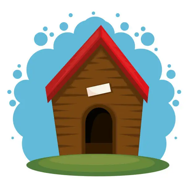 Vector illustration of cute dog house icon