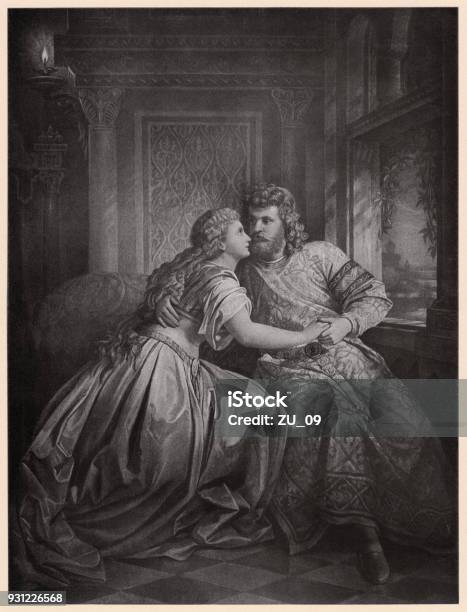 Elsa And Lohengrin Scene From Richard Wagners Opera Lohengrin Stock Illustration - Download Image Now