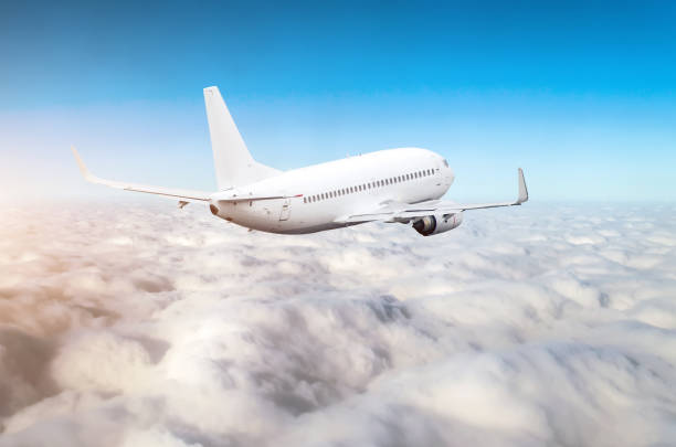 istock Passenger airplane fly on a hight above clouds and blue sky. 931227794