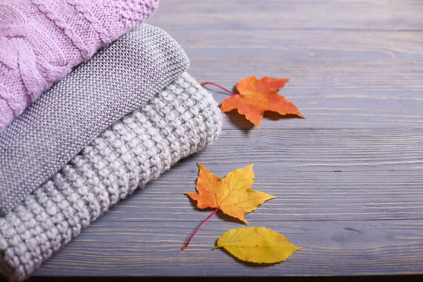 istock Autumn accessories knitted sweaters and leaves 931227816