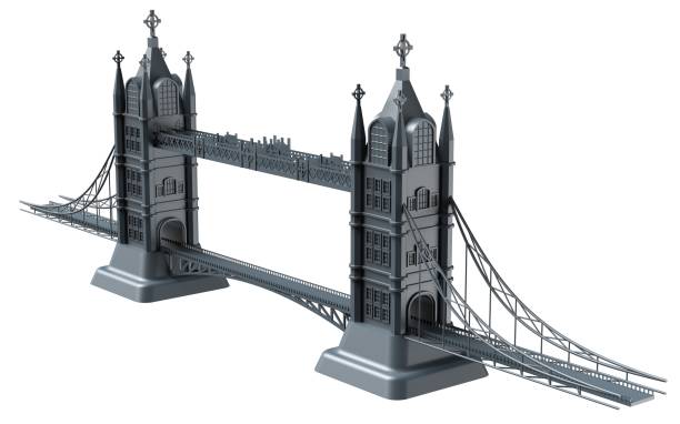 istock 3D render of an English bridge on a white background 931239136