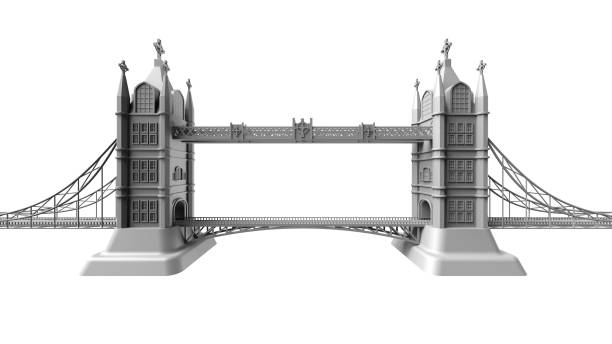 istock 3D render of an English bridge on a white background 931239342