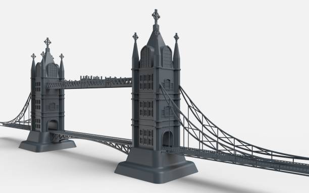 istock 3D render of an English bridge on a white background 931239408